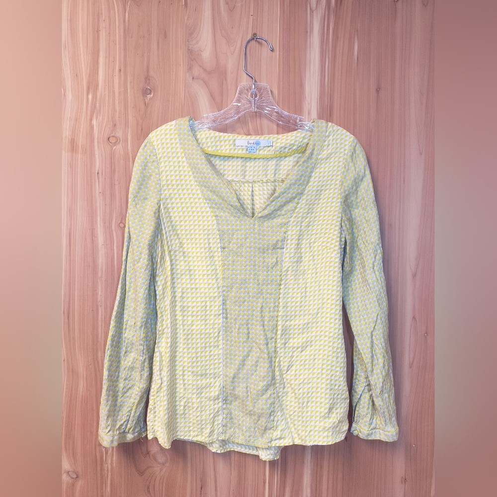 Boden Yellow Geometric Long Sleeve Women's Top, Size 6